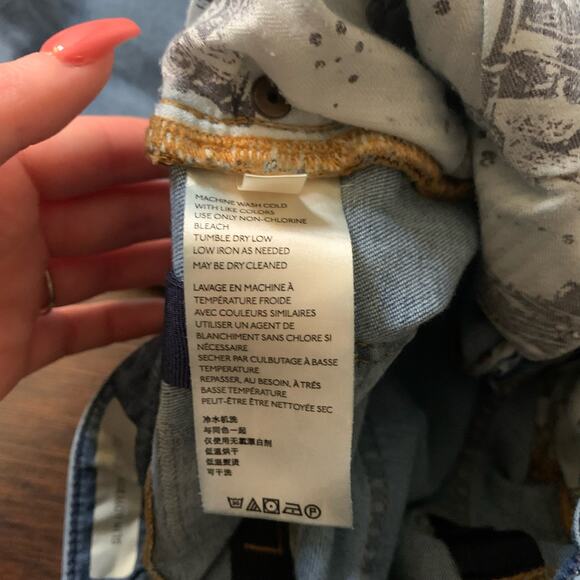 Pilcro & the Letterpress Anthropologie blue patchwork slim boyfriend jeans 25 - Picture 8 of 15